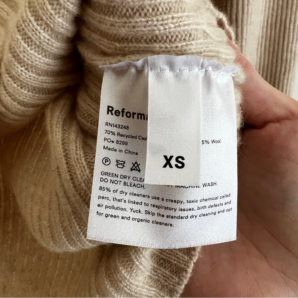 REFORMATION Cashmere Turtleneck Sweater in Sand Beige - Picture 9 of 13